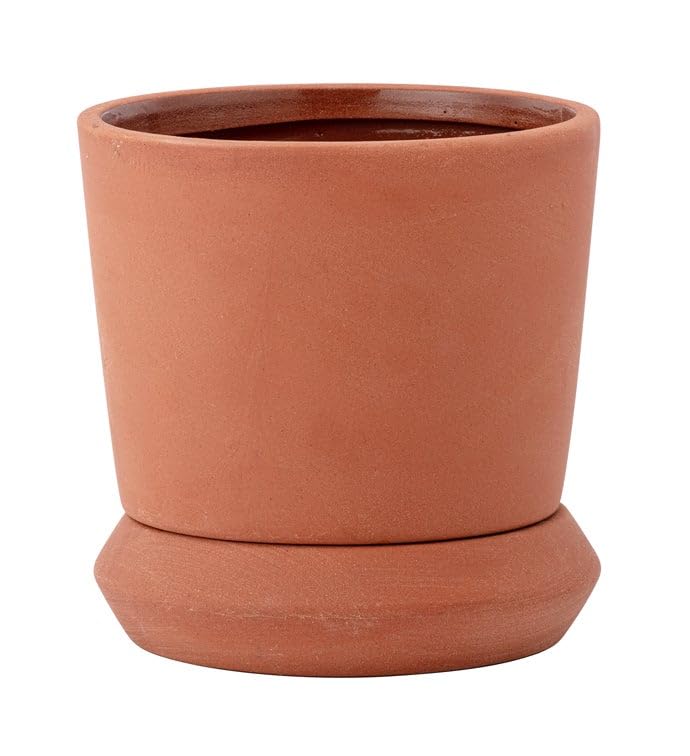 Photo 1 of Napco Imports Decorative Home or Garden 6 x 5 Inch Indoor or Outdoor Flower Pot Planter with Saucer Smooth Terra Cotta