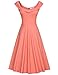 MUXXN Womens 1950s Scoop Neck Off Shoulder Cocktail Dress(S,Pure Peach)