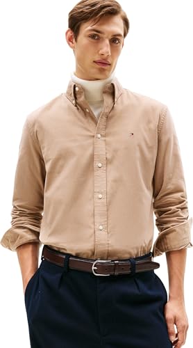Tommy Hilfiger Men’s Solid Corduroy Regular Fit Shirt, Beige (Coastal Taupe), S