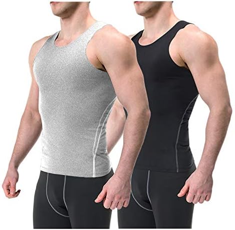 Speverdr Men’s Sleeveless Compression Tank Tops Quick-Dry Muscle Base Layer T-Shirt 2 Pack …
