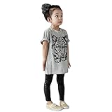 Weixinbuy Kids Baby Girl Cotton Tiger Printed Shortsleeve Blouse Grey
