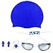 iGopeaks Kids Swim Goggles for Children and Early Teens from 3 to 13 Years Old with Cap, Nose Clip and Ear Plugs - No Leaking - Anti-Fog - Shatterproof - UV Protection - Blue