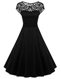 ACEVOG Women's Lace Crochet Sleeveless Cotton Vintage Tea Dress