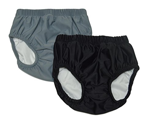 My Pool Pal Unisex-Adult's 2 Pack Swim Brief/Diaper Cover, Black/Gray, Large