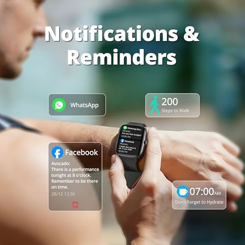 Fixwink Smart Watch for Men Women (Answer/Make Call), 1.83" HD Fitness Tracker with Heart Rate/SpO2/Sleep Monitor, Pedometer, 120+ Sport Modes, IP67 Waterproof, 7-Day Battery, for iOS Android, Black