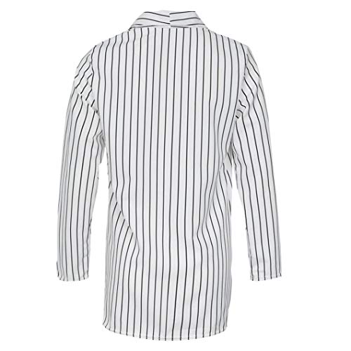 Striped Blazer Jacket Women Ladies Long Sleeve Stylish Duster Coat - Thumbnail 5