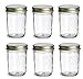 Nakpunar 6 pcs, 8 oz Mason Jars with Gold Lids for Jam, Honey, Wedding Favors, Shower Favors, Baby Foods, Canning, spices, Half Pint