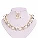 Moochi 18K Gold Plated Pearl Beads Curve Pedant Necklace Earrings Jewelry Set