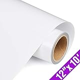 TransWonder Premium Heat Transfer Vinyl HTV Rolls for T Shirts 12in.x10ft., Iron on HTV Vinyl Compatible with Cameo Silhouette & Cricut (White)