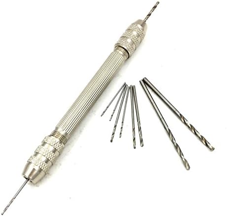 LONKER DIY Bit Set Mini Alloy Hand Drill For Mini Micro Hand Drilling Bit with 10 Twist Drills Rotary Tools-Double head