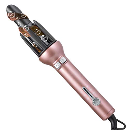 Automatic Hair Curler for Long Hair Curling Iron Wand 360 Rotating Styling Wand 1.1″ Ceramic Professional Auto Styling Tools & Appliances Gifts for Women EU Plug + US Plug(As Picture) (Rose Gold)