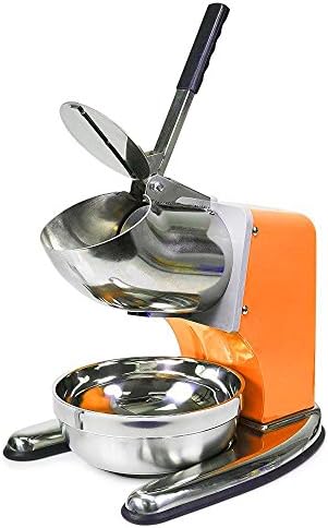 FonChef Commercial Dual Blade 143lb/h Ice Shaver Crusher Shaved Icee Maker Machine Orange