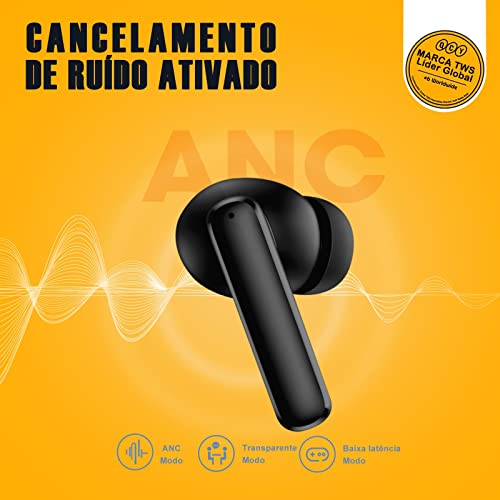 Qcy T13 ANC Fone De Ouvido Sem Fio, Fone Bluetooth 5.3 Com Cancelamento De Ruído Ativo, 30Horas de Reprodução, Preto