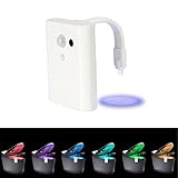 Top-spring Toilet Night Light-Light Sensitive Water Resitive Motion-Activated 7 Colors LED Toilet Seat Night Light, 5-stage Dimmer Toilet Bowl Light