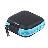 Coolsell Square Portable EVA Carrying Case with Internal Mesh Pocket for iPod MP3 Earphone Bluetooth Headset Headphone Parts and Accessories Charging Cable (Blue)