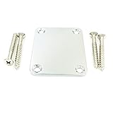 Greenten Chrome 4 Bolt Neck Plate Plain with Screws for FD Strat Tele Basses Replacement