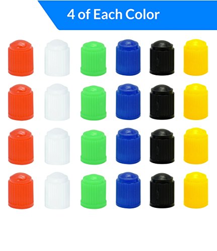 Domain Cycling 24pcs Bike Tire Valve Caps, Plastic Schrader Valve Multi-Color Bicycle Tire Valve Cap Dust Covers