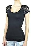 Alfa Global Junior's Sleeves and Shoulder Laced Knit Short Sleeved Top