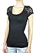 Alfa Global Junior's Sleeves and Shoulder Laced Knit Short Sleeved Top