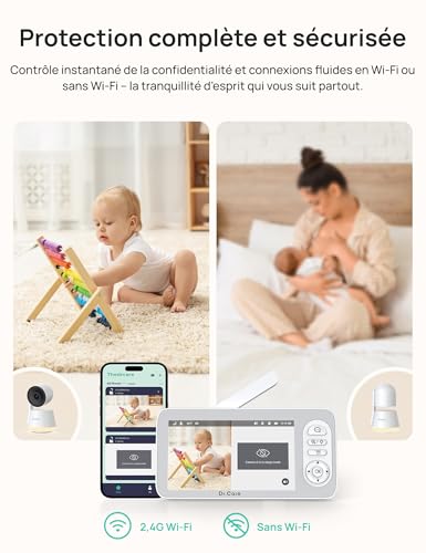 Dr.Care LumiView Plus WiFi Baby Monitor with 2 Cameras - 5.5" 1080P & 2K Display, 5000mAh Removable Battery, Privacy Mode, RGB Night Light, HD Night Vision, Crying & Motion Alert