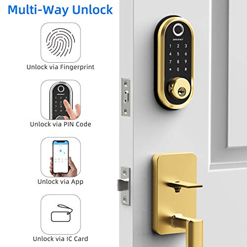 Smart Lock SMONET Bluetooth Keyless Entry Keypad Smart Deadbolt-Fingerprint Electronic Deadbolt Door Lock-App Control… - Image 4