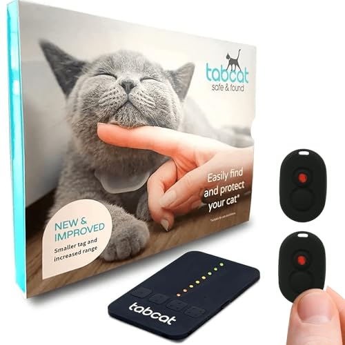 Tabcat V2 Cat & Kitten Tracker - No Subscription | 2 Lightweight Homing Tags, Cases & Tracking Handset | RF Technology, More Accurate than GPS | Track 2 Cats Indoors & Outdoors to 2.5 cm & 150 m Range