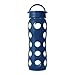 Lifefactory BPA-Free Glass Beverage Water Bottle, 22 oz, Midnight Blue