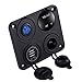 YonHan 4 in 1 Charger Socket Panel, Dual USB Socket Charger 2.1A + Blue LED Voltmeter + 12V Power Outlet + ON-OFF Toggle Switch, Four Functions panel for Car Boat Marine RV Truck Camper Vehicles