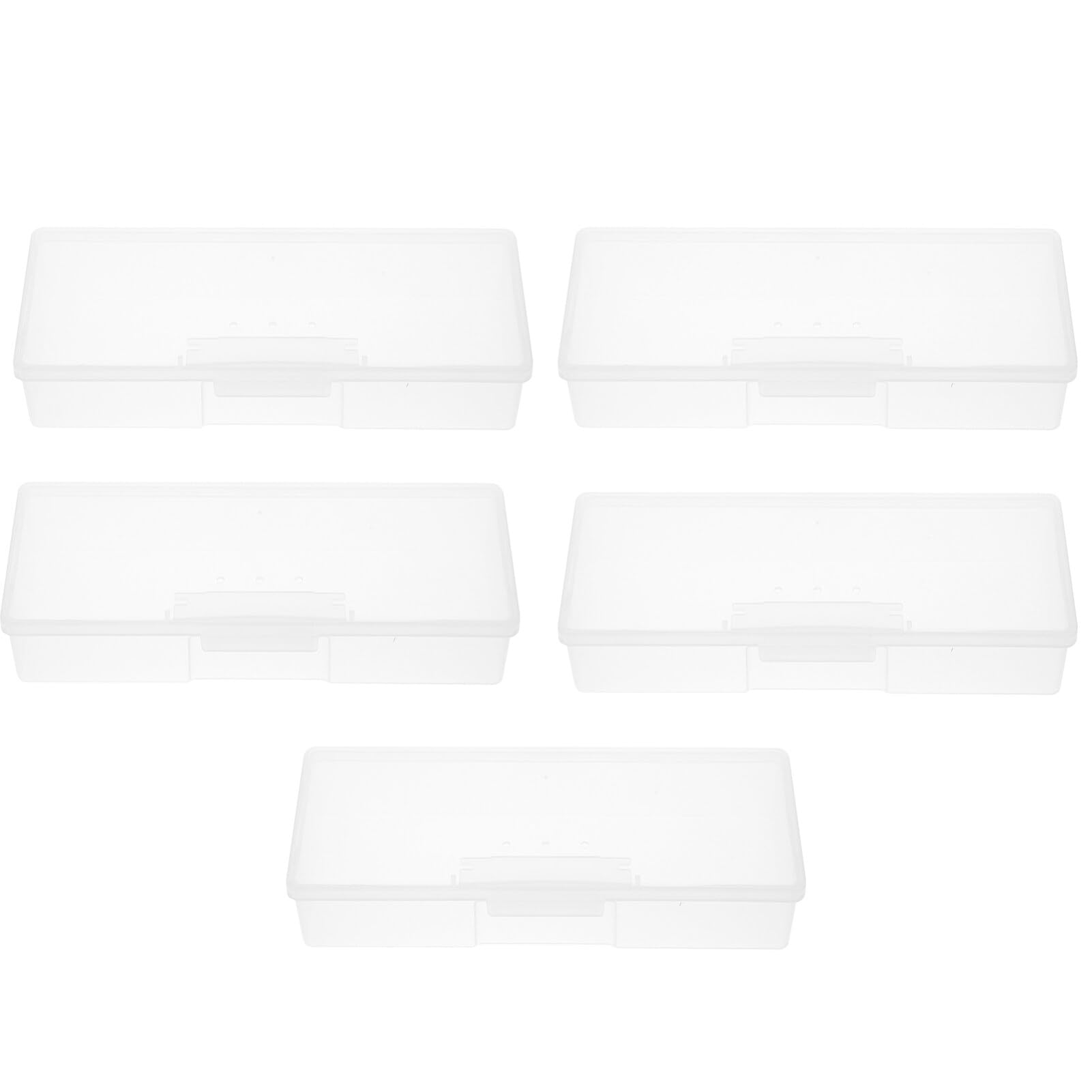 Lurrose 5pcs Clear Storage Box Nail Art Pens Nail Brush Container Case Manicure Nail Tools Storage Box White