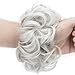 Lelinta Hair Bun Extensions Wavy Curly Messy Donut Chignons Hair Piece Wig Hairpiece Silver Grey