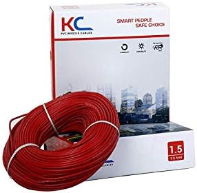 KC Cab PVC Insulated Single Core Flexible Copper Wire 1.5 Sq/mm, 90 m Coil (Red)