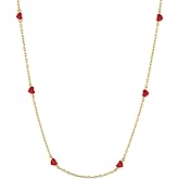 gorjana - Amour Necklace Red 15-17" - 18k Gold Plated Brass - Dainty Red Enamel Hearts - Adjustable Length - Durable and Long-Lasting