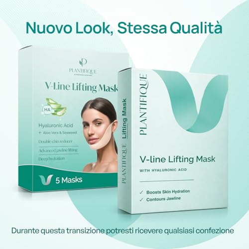 PLANTIFIQUE Double Chin Belt Face V-Line | Firming Masks for a Sculpted and Toned Face Contour | Natural Solution for a Young and Fresh Look | 5 Masks