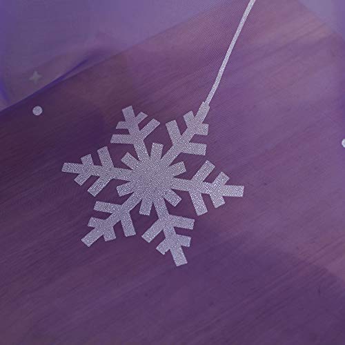Promisen Christmas Curtains,1PCS Modern Christmas Window Snowflake Voile Drape Valance Curtains for Dining Room,Living Room,Bedroom,100cm x 200cm (Purple)
