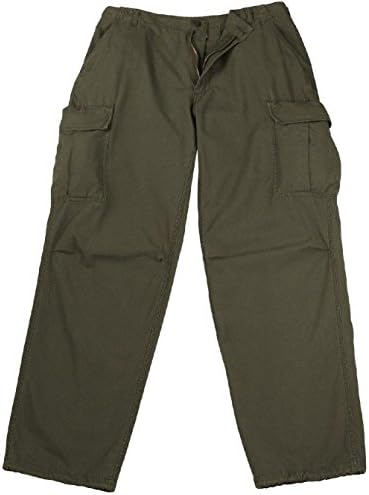 Ovedcray Clothing Vintage Vietnam Fatigue Cargo Pants Rip-Stop - Olive Drab 100% Cotton Rip-Stop