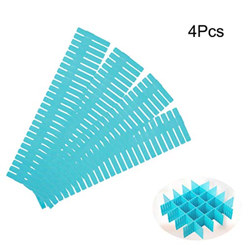 SANGAITIANFU 4 Pcs DIY Plastic Thickening Grid Drawer Divider Separators Household Storage Housing Spacer Sub-Grid Finishing Shelves Random Color for Home Kitchen Bathroom Office (Blue)