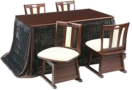 Amazon ハイタイプこたつ ダイニングコタツ こたつナイン135センチ幅 長方形 椅子4脚 布団の6点セット ダークブラウン色 Sanukiya こたつテーブル 通販