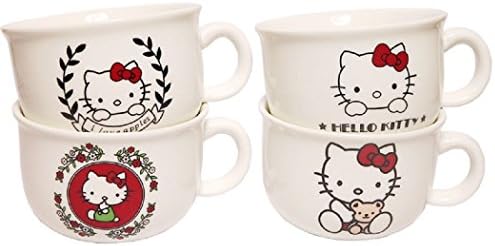 Hello Kitty Tea Cup (Set of 4),Mark cup, 5.1 oz,Best Office Cup & Birthday Gift