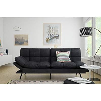 Mainstay Black Suede Memory Foam Futon for Comfortable Seating