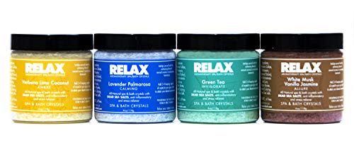Epsom Salts for Soaking (4 pack) Bath Salts 4 Ounce Sample Pack- Natural Dead Sea Salts Infused with Vitamins and Minerals- Soft Skin and Healing, Safe for Spa, Bath, and Hot Tub