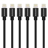 MAXGADGET Lightning Cable,6-PACK [8 Inches] Lightning to USB Cable Charging Cord USB Lightning Cable Charger Fast Charging Cable for iPhone 7,SE,5,5s,6,6s,6 Plus,iPad Air,Mini,iPod - Black