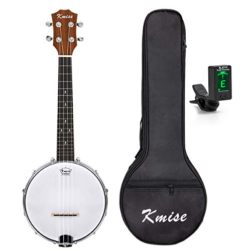 Kmise LGPREM 4 String Banjo Ukulele Uke Concert 23 Inch Size Sapele with Bag Tuner