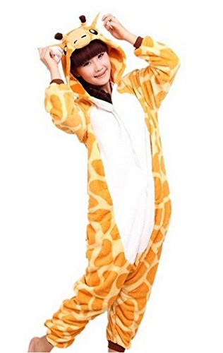 Lath.pin Unisex Costume Animal Cosplay Onesie Adult Pajamas Anime Cartoon Sleepwear (Xl, Giraffe)