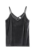 SheIn Women's Casual Basic Strappy Velvet V Neck Cami Tank Top