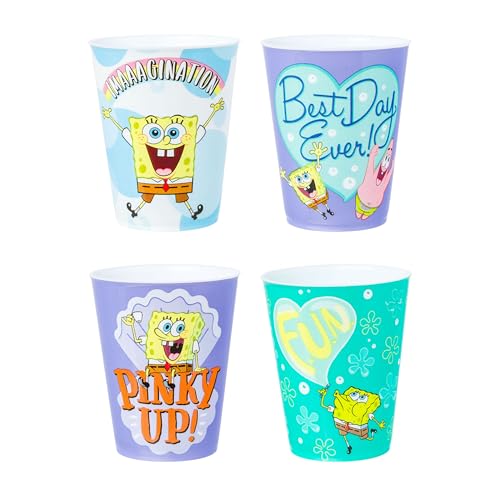 Silver Buffalo SpongeBob SquarePants 4 Piece Plastic Mini Cup Set Featuring Spo…