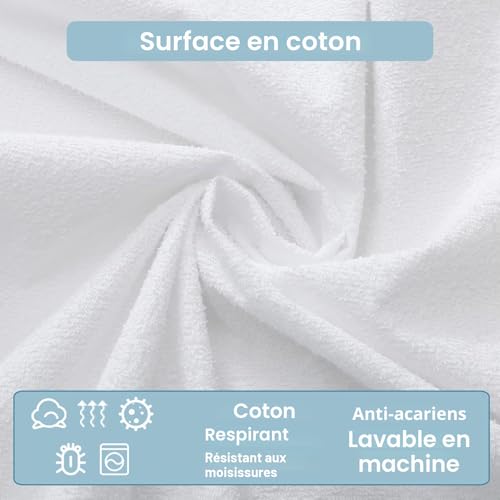Bedecor Elastic Mattress Cover with Zip, Hypoallergenic, Silent, Cotton Waterproof Mattress Protector 80 x 200 + 16 cm
