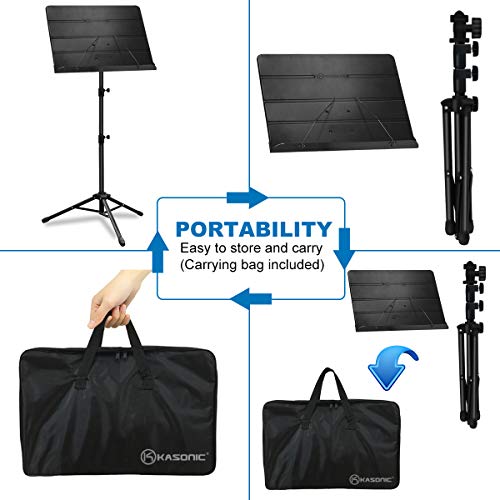 Kasonic DualUse Folding Sheet Music Stand & Desktop Book Stand with