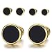 8MM Mens Womens Gold Black Stud Earrings Stainless Steel Illusion Tunnel Plug...