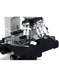 Microscopio compuesto binocular LED lab 40X 2000X Omax con doble capa, etapa mecánica y coaxial fino grueso, perilla de enfoque