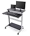 Stand Up Desk Store Rolling Adjustable Height Two Tier Standing Desk Computer Workstation (Silver Frame/Black Top, 40
